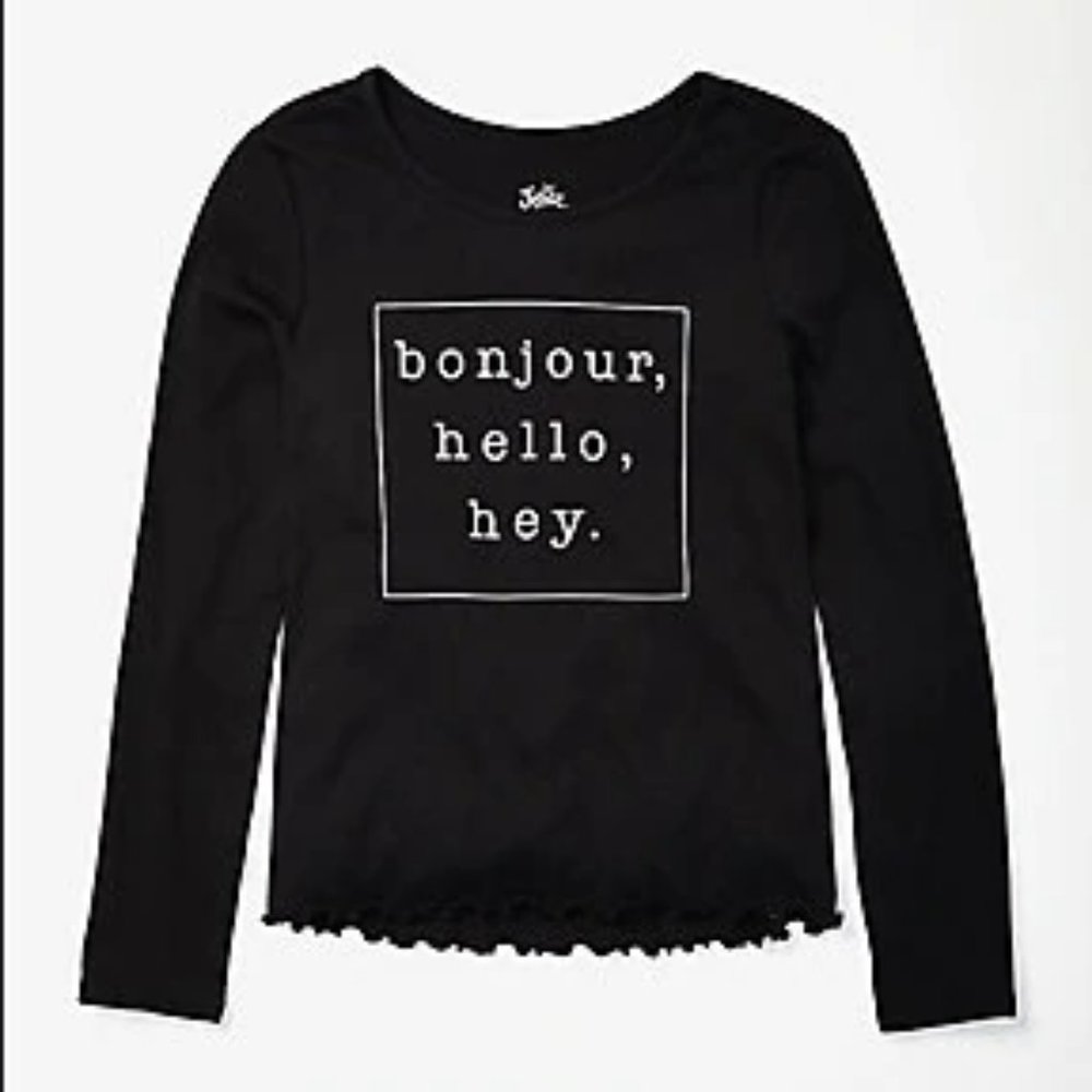 NWT Justice graphic lettuce edge long sleeve tee